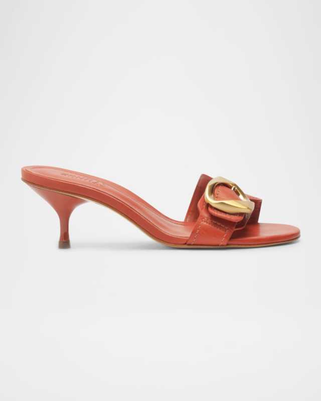 Olga Leather Buckle Slide Sandals